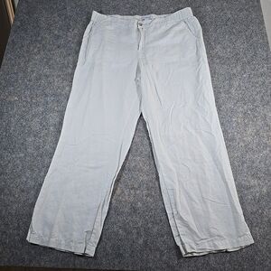 Liz Claiborne Straight Leg White Linen Blend Pants Pockets Size XL Beach Resort
